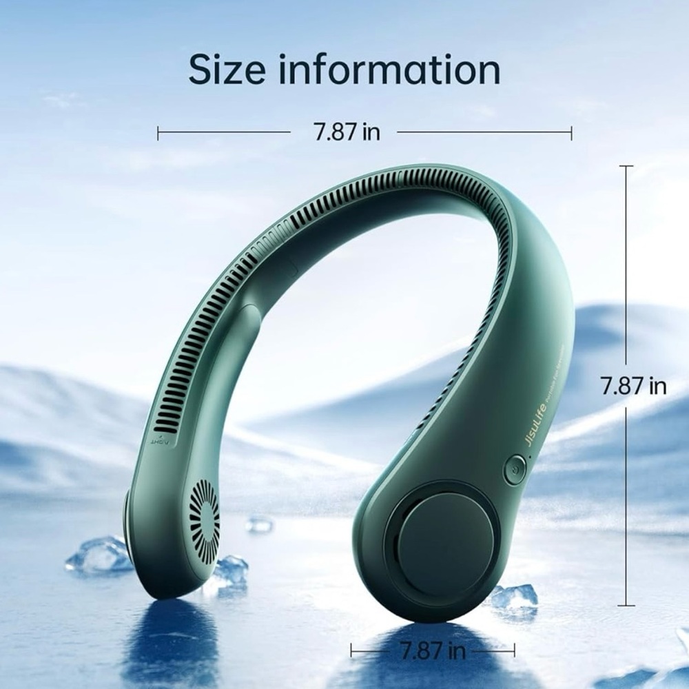 Portable Neck Fan, Bladeless Fan, 5 Speeds, 4000 mAh Battery